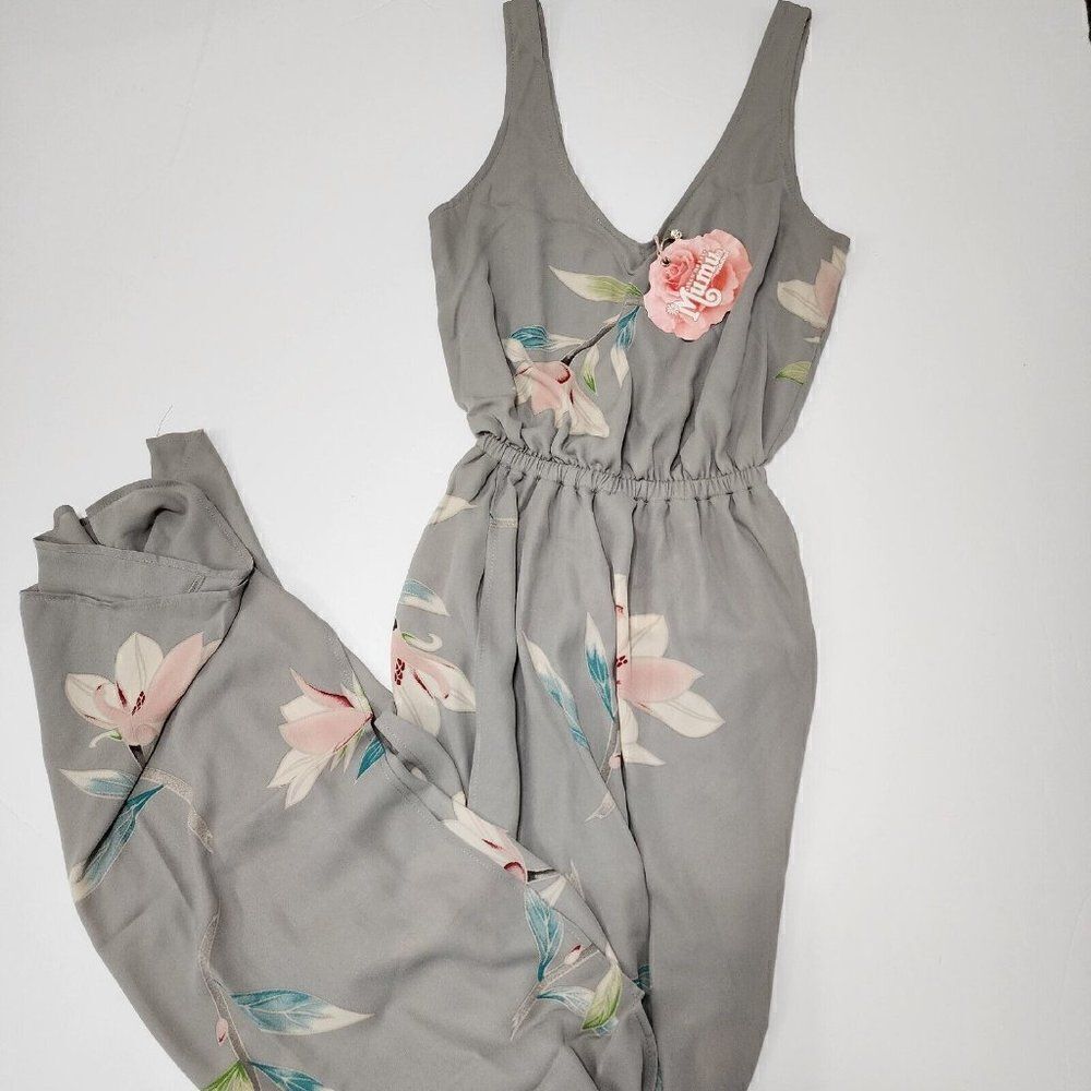Show Me Your Mumu - XS -Kendall Maxi Dress V Neck Slit Blouson Lily Showers Gray - Picture 4 of 10